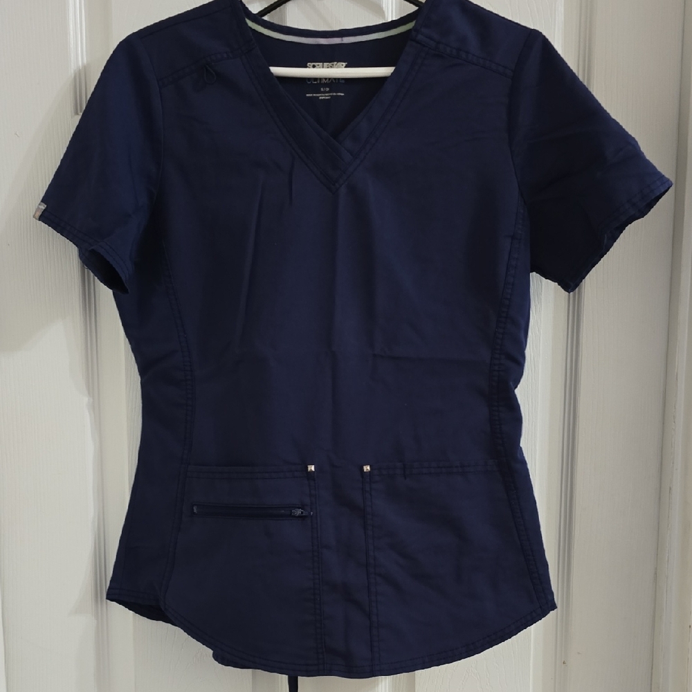 Women's Navy V-Neck Scrub Set.